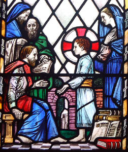 north aisle second window detail of Jesus in the temple January 2008